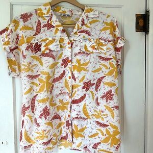 CABRAIS 90's Vintage Retro Button Down Front Boxy Tropical Hawaiian Shirt